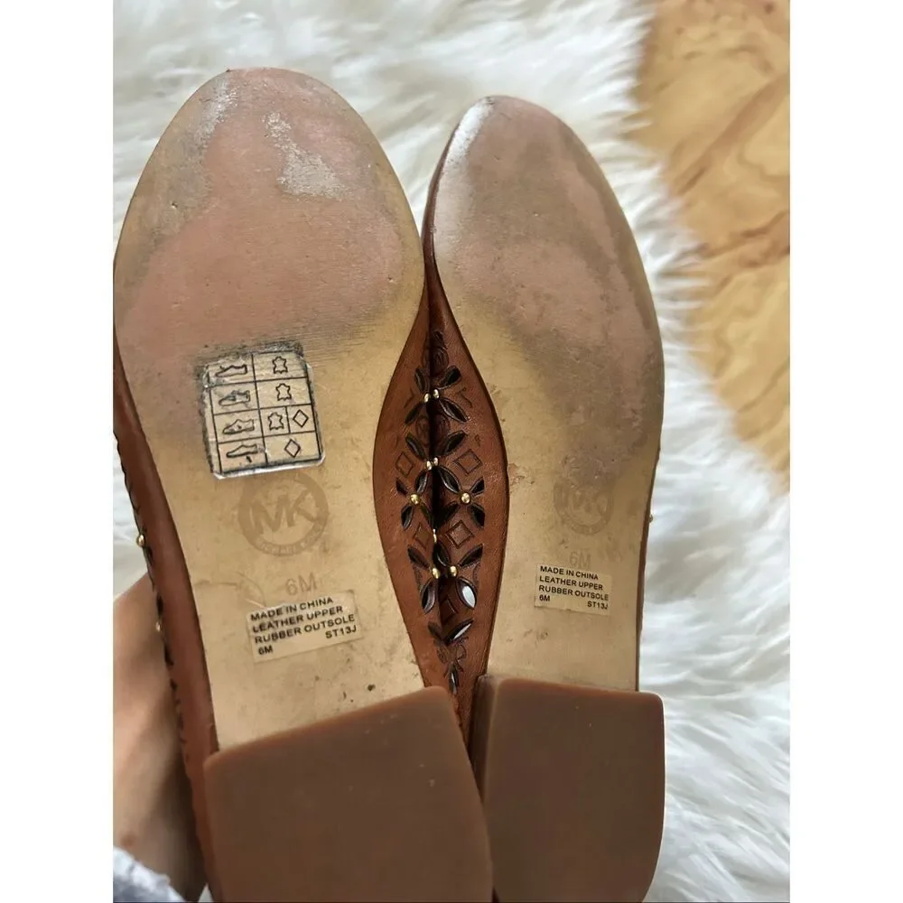 MICHAEL KORS GABRIELLA FLAT LUGGAGE BROWN WOMENS SLIP ON SHOES size 6 - Picture 3 of 5